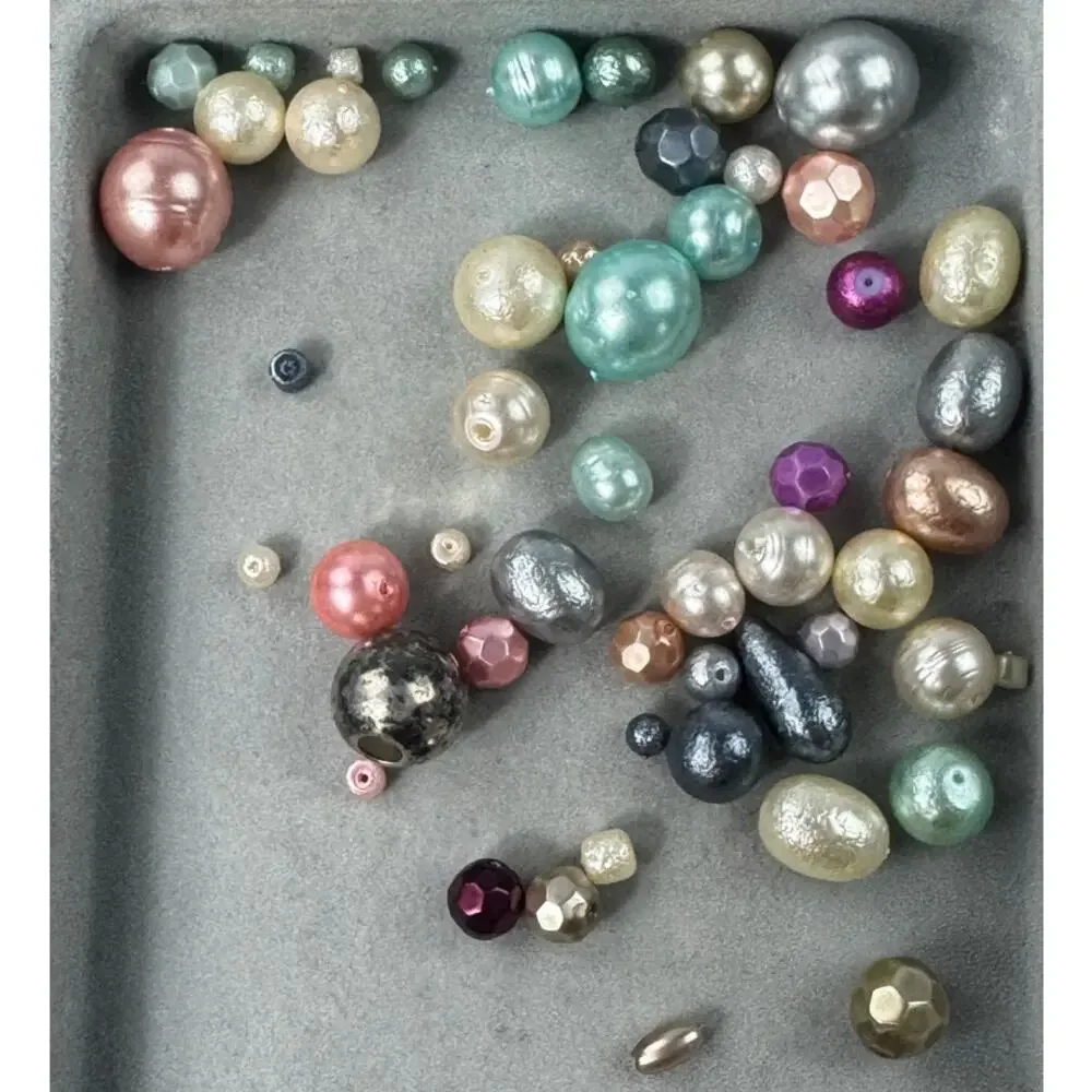 Assorted Faux Pearl Beads of Various Shapes Sizes and Colors